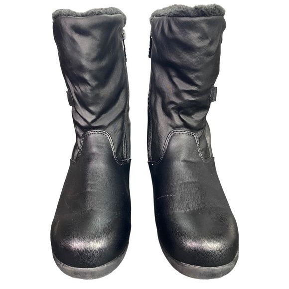 Totes Black Faux Fur Side-Zip Boots - Size 8M - Picture 3 of 12